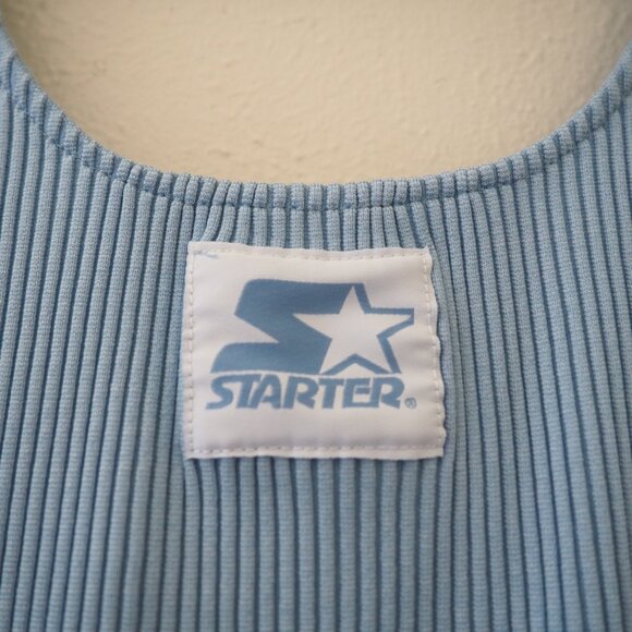 Zara x Starter Blue Ribbed Thong High Waist Sleeveless Bodysuit sz M - Picture 5 of 6